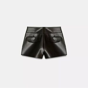 Zara Faux Leather Brown Mini Shorts